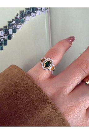 انگشتر جواهر سبز زنانه زیرکن Pinery Jewels - کد 929367301