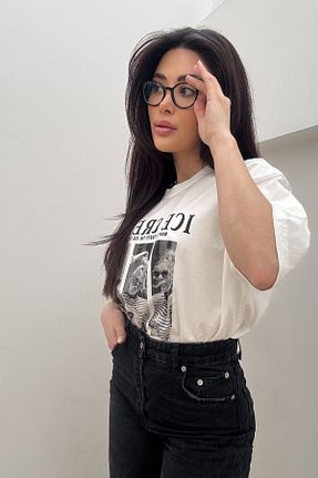 تیشرت نباتی زنانه اورسایز Açelya Okcu - کد 929246370