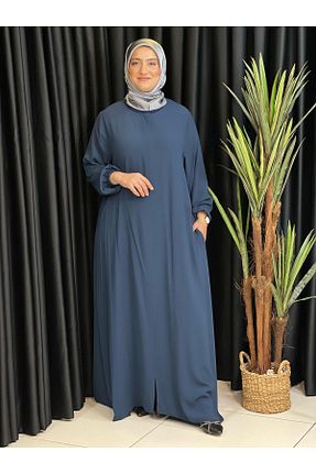 کلاه و ابایا سرمه ای زنانه پنبه ای Butik büyük beden - کد 929299756
