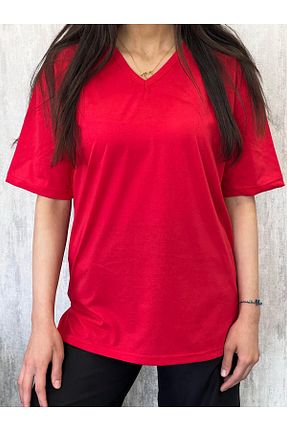 تیشرت قرمز زنانه گشاد ELİF COLLECTİON - کد 929296783