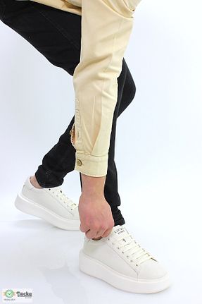 کفش کژوال بژ مردانه چرم خالص Lufian - کد 929301119