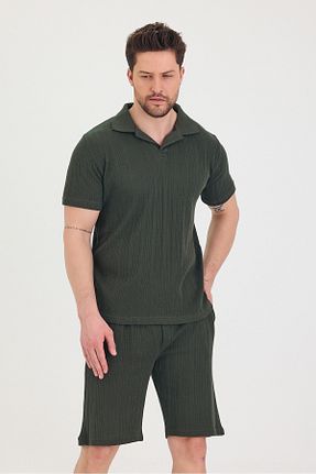 ست بالاتنه و پائین تنه خاکی مردانه بافتنی Tarz Cool - کد 929303611