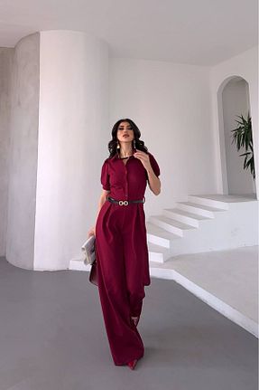 سرهمی زرشکی زنانه آستین کوتاه Neşeli Butik - کد 929336548