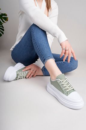 کفش اسنیکر سبز زنانه بند دار pasyone - کد 929342950