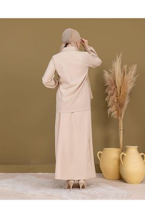 ست بالاتنه و پائین تنه حجاب بژ زنانه رگولار Nursay - کد 929340508
