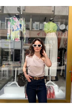 بلوز بژ زنانه ساده By Hanife Beyazateş - کد 929351271