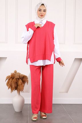 ست بالاتنه و پائین تنه حجاب صورتی زنانه رگولار İmajButik - کد 929345128