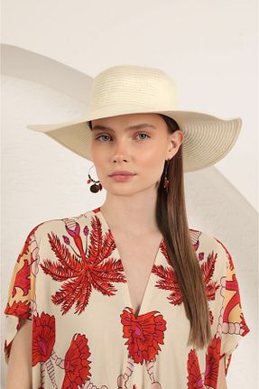 کلاه بژ زنانه حصیر chwain - کد 929355552