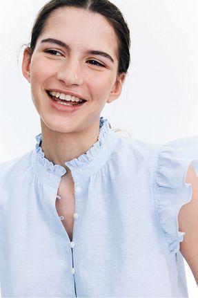 بلوز آبی زنانه ساده H&M - کد 929355281