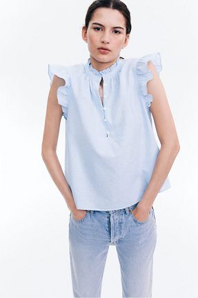 بلوز آبی زنانه ساده H&M - کد 929355281