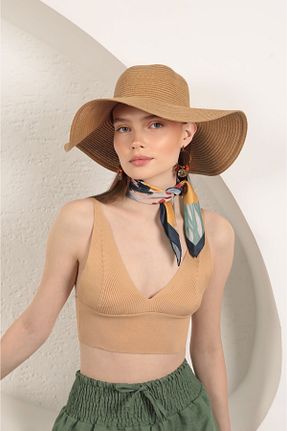 کلاه قهوه ای زنانه حصیر chwain - کد 929355559