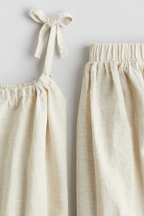 ست بالاتنه و پائین تنه بژ بچه گانه مخلوط کتان H&M - کد 929587588
