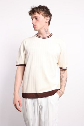 تیشرت بژ مردانه اورسایز İLKCET MODA - کد 929361411