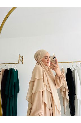 کلاه و ابایا بژ زنانه مخلوط ویسکون Ebrar Celik VIP HEDIYELIK - کد 929371085