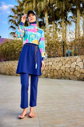 مایو حجاب سرمه ای زنانه ساده Marina - کد 929384684