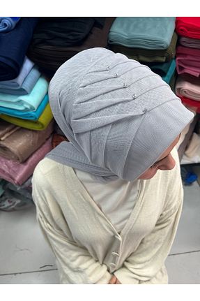 روسری طوسی پنبه ای Gülnur tasarım - کد 929388351