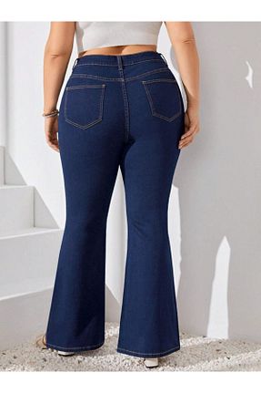 شلوار جین سایز بزرگ سرمه ای زنانه پاچه اسپانیولی Noxter - کد 929385189