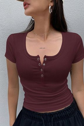 بلوز زرشکی زنانه ساده Lenezza - کد 929388636