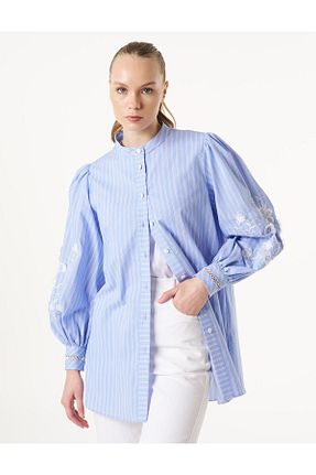 تونیک حجاب آبی زنانه پنبه ای Kayra - کد 928548799