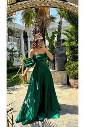 لباس مجلسی و فارغ التحصیلی سبز زنانه ساتن Sindimoda - کد 929424788