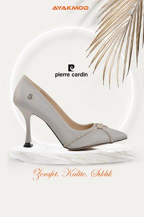 کفش پاشنه بلند کلاسیک طوسی زنانه پارچه ای Pierre Cardin - کد 877225576