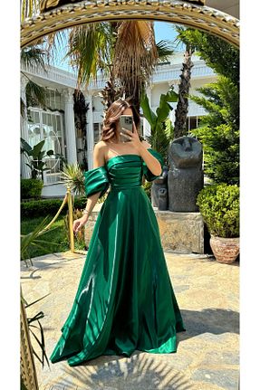 لباس مجلسی و فارغ التحصیلی سبز زنانه ساتن Sindimoda - کد 929424788
