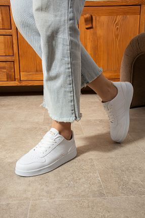 کفش اسنیکر سفید زنانه بند دار galya shoes - کد 797335635