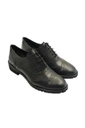 کفش آکسفورد مشکی زنانه چرم خالص Escarpinshoes - کد 924355760