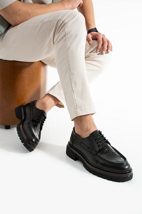 کفش کژوال مشکی مردانه چرم خالص Safari Ayakkabı - کد 929454340