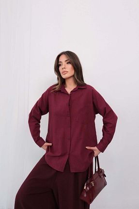 پیراهن زرشکی زنانه Relaxed Hatun Atila - کد 929477905