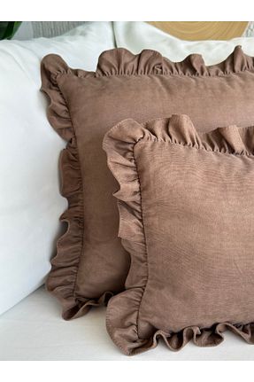 کوسن و روکش کوسن قهوه ای مخمل Decamor home - کد 286319550