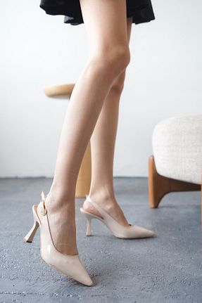 کفش پاشنه بلند کلاسیک بژ زنانه چرم GOFFSHOES - کد 816099238