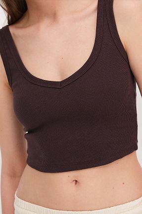 بلوز قهوه ای زنانه ساده Addax - کد 929486106