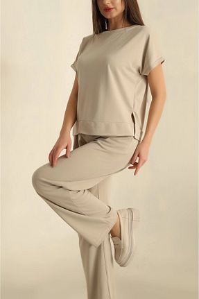 ست بالاتنه و پائین تنه طوسی زنانه پنبه ای İKLİM LİFE - کد 929485652