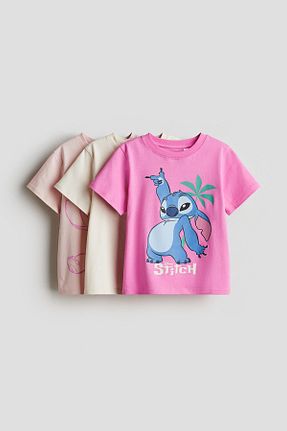 تیشرت صورتی بچه گانه یقه بند دار H&M - کد 929498046