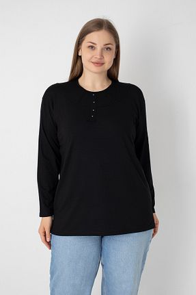 بلوز سایز بزرگ مشکی زنانه سایز بزرگ Orly More - کد 929631356