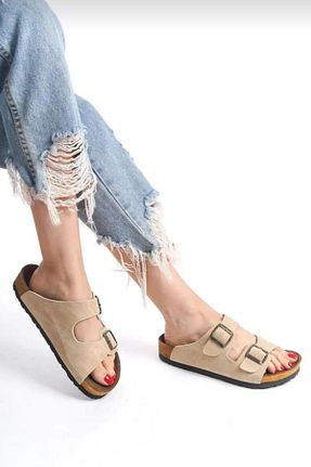 دمپائی بژ زنانه چرم مصنوعی neon shoes - کد 284048143