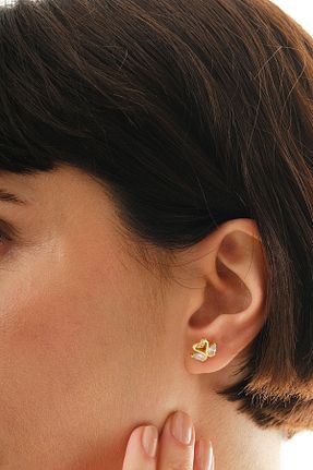 گوشواره نقره طلائی زنانه 925 عیار Söğütlü Silver - کد 929577896