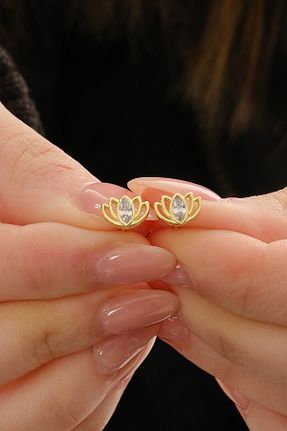 گوشواره نقره طلائی زنانه 925 عیار Söğütlü Silver - کد 929577562