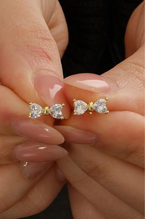 گوشواره نقره طلائی زنانه 925 عیار Söğütlü Silver - کد 929502050