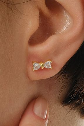 گوشواره نقره طلائی زنانه 925 عیار Söğütlü Silver - کد 929502050