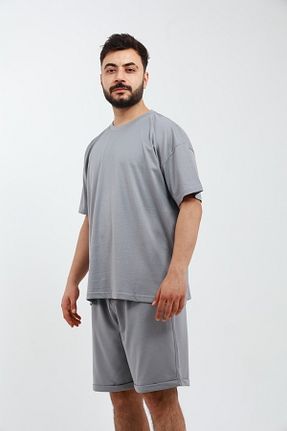 شلوارک و برمودا طوسی مردانه اورسایز OXVİN - کد 929500624