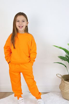 ست بالاتنه و پائین تنه نارنجی بچه گانه بافت PellaKidss - کد 929680521