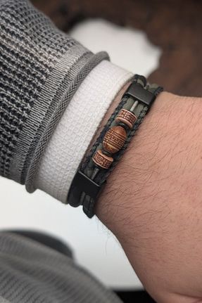 دستبند جواهر خاکی مردانه زیرکن cheetah quality - کد 929633855