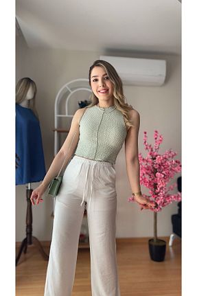 شلوار سفید زنانه ویسکون fidoş - کد 929522700