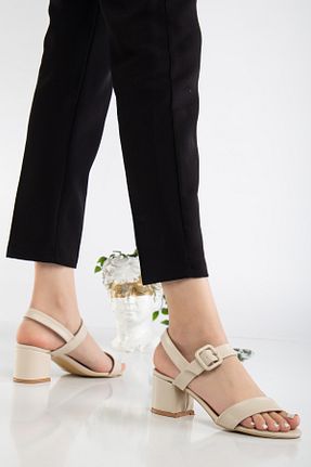 کفش مجلسی بژ زنانه پاشنه ضخیم yabaş shoes - کد 929642488