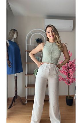 شلوار سفید زنانه ویسکون fidoş - کد 929522700