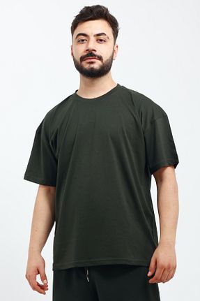 تیشرت خاکی مردانه اورسایز OXVİN - کد 929537123