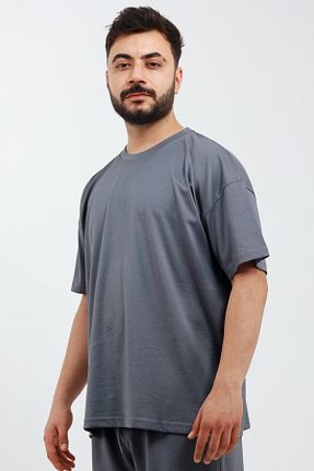 تیشرت آبی مردانه اورسایز OXVİN - کد 929537144