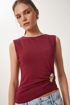 بلوز زرشکی زنانه رگولار Happiness İstanbul - کد 928088766
